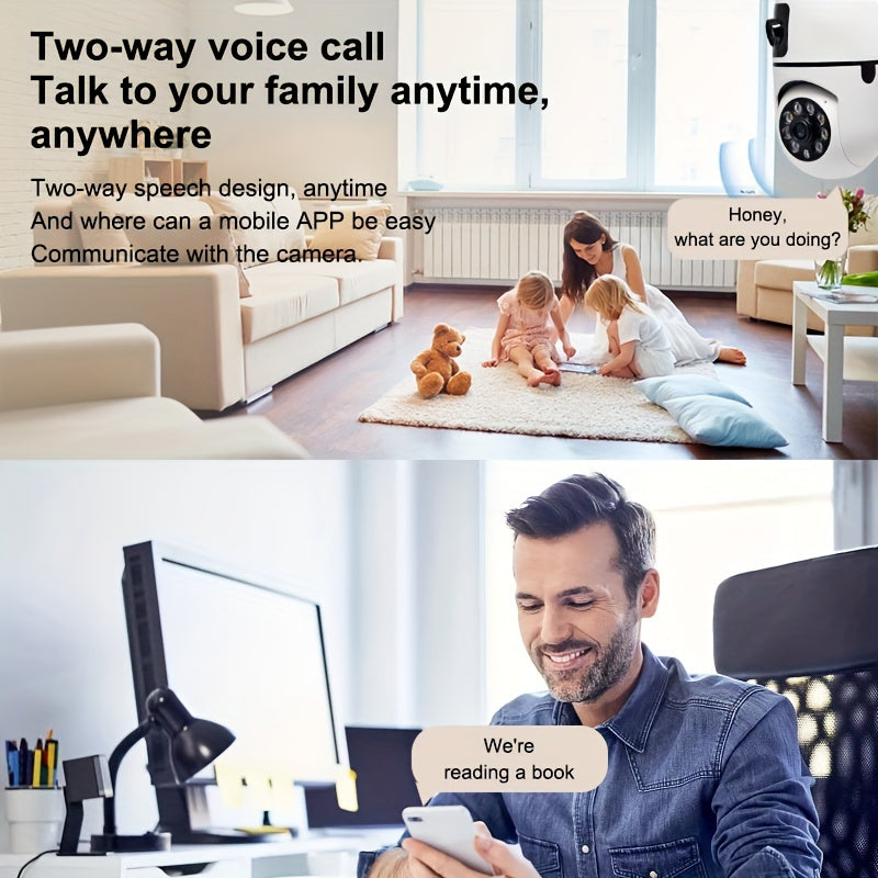 беспроводная 355° HD камера для домашней безопасности с 720p видео, Wi-Fi, удалённое наблюдение