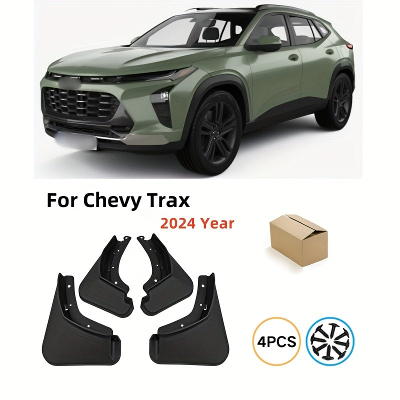 4 dona qora loyqaliklar Chevy Trax 2024 uchun g'ildiraklarni himoya qiladi