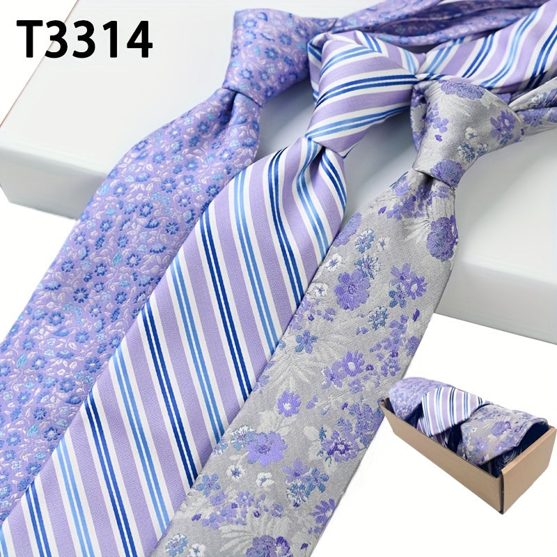 Men's Floral Pattern Tie Set for Weddings Groomsmen and Gifts