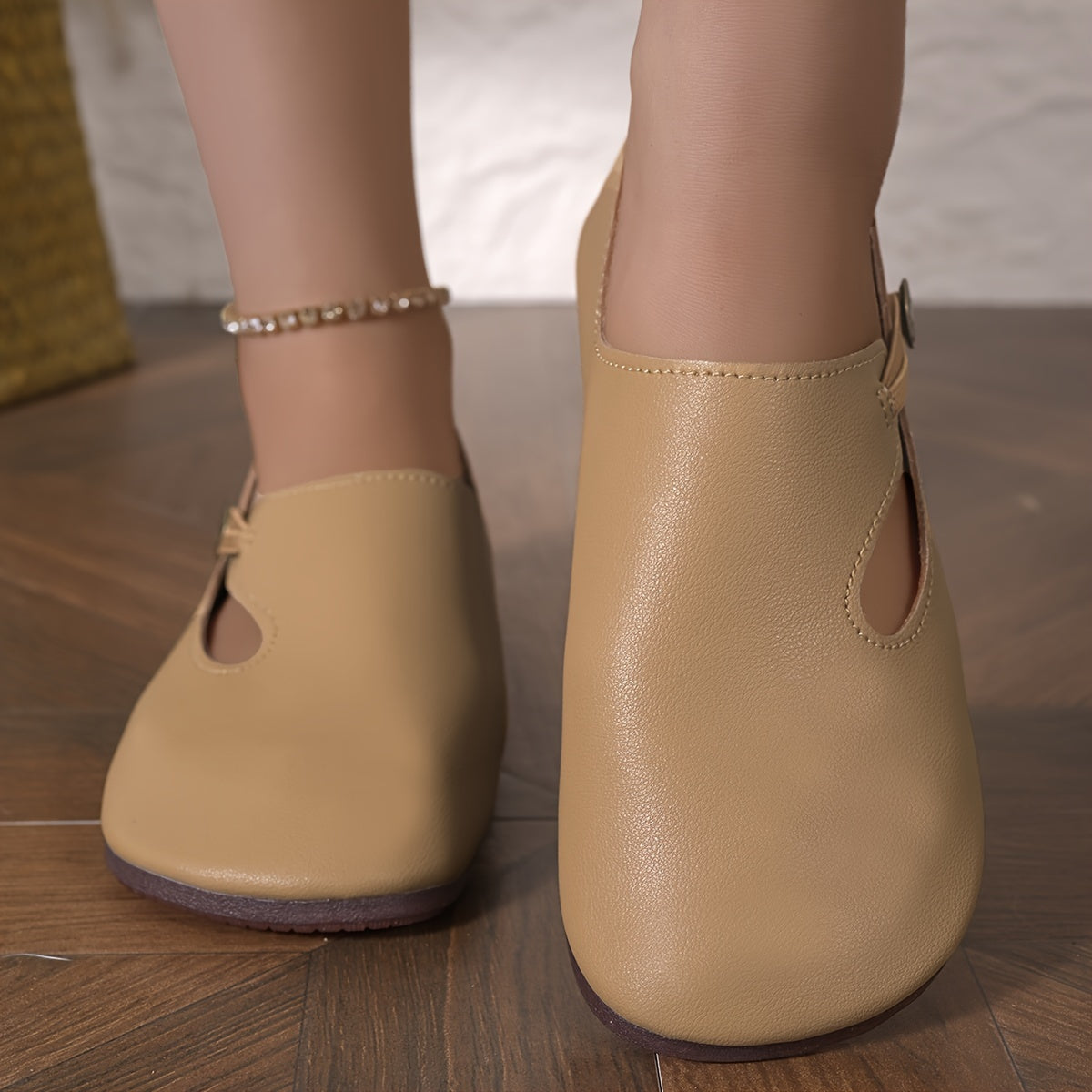 Women's Solid Color Square Toe Flats Slip-On Casual Shoes All-Season