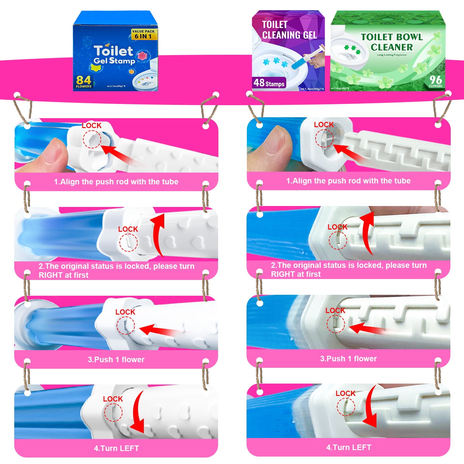 Чистящее средство для унитаза с гелевой печатью - 4/6/8 шт./упаковка, предотвращает образование известкового налета и пятен, освежающий аромат, дезодорирующее, включает диспенсер