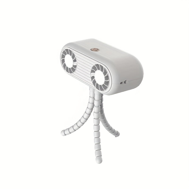 Портативный вентилятор для коляски с USB-аккумулятором, съемным креплением на штатив, 3 скорости, время работы 6 часов, идеально подходит для автомобильных сидений и туристических палаток. Доступен в черном/белом цвете. Гибкий вентилятор с шейкой.