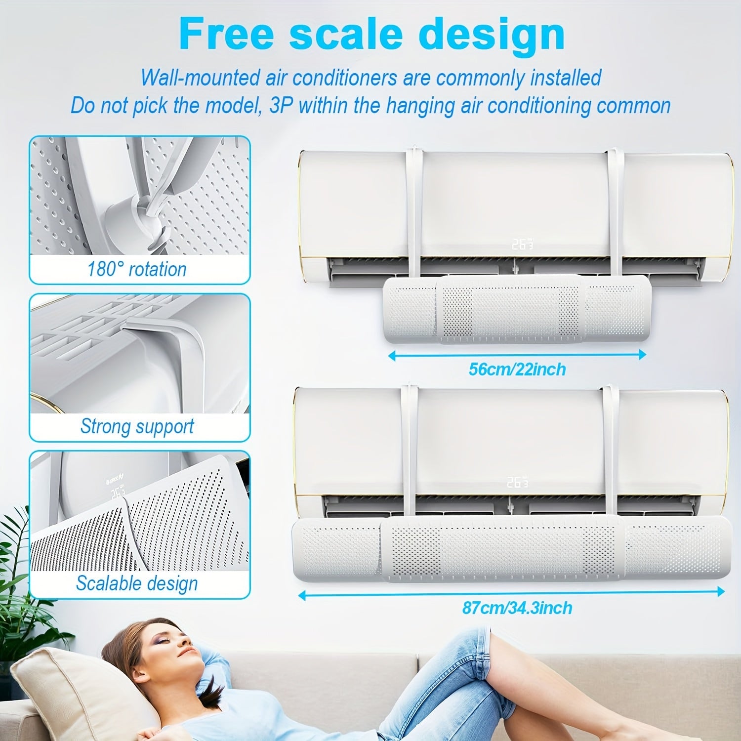 Adjustable 180° Rotating Air Conditioner Deflector for Home and Office Cool Indoor Airflow Plastic