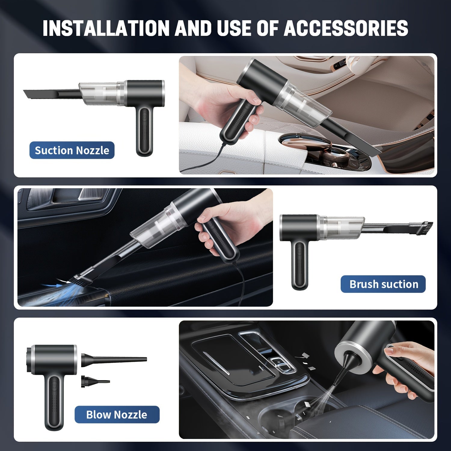 Мини портативный автомобильный пылесос 12В с мощным всасыванием, легкий сборщик пыли