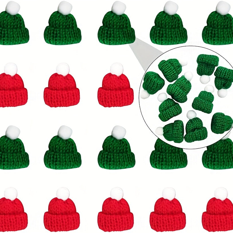 Miniaturas de sombreros de muñeca de punto para adornos de Navidad, suministros para manualidades DIY