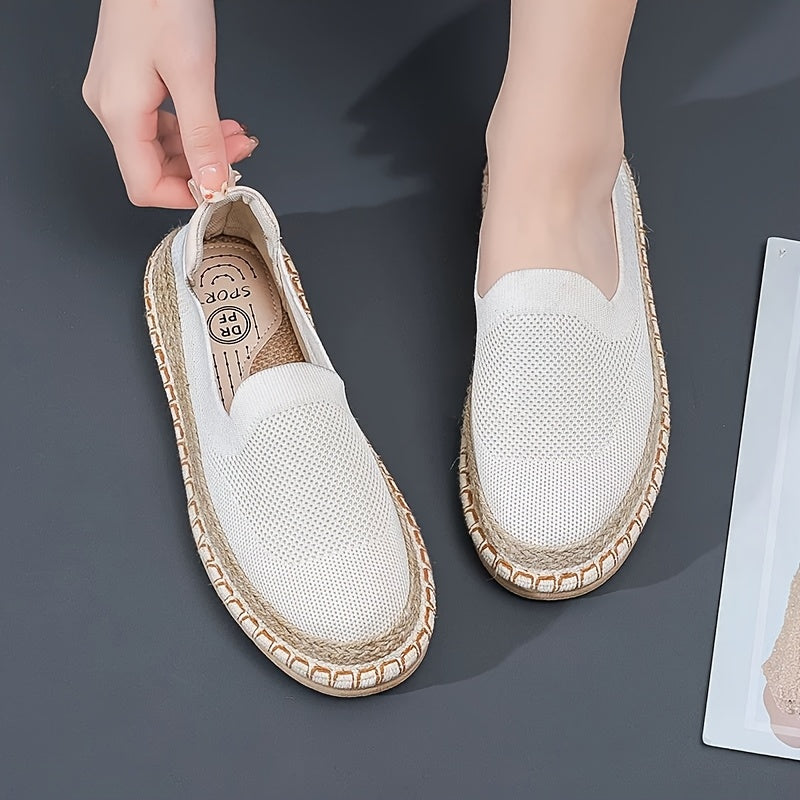 Women's Slip-On Flat Shoes Breathable Knit Fabric Casual Comfortable Flats Black Blue White