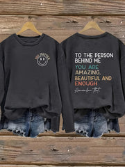 Women's Long Sleeve T-Shirt Polyester Crew Neck Spring Fall Black with Quote