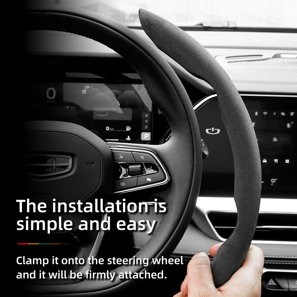 Universal Fleece Anti-Slip Ultra-Thin Steering Wheel Cover for All Seasons