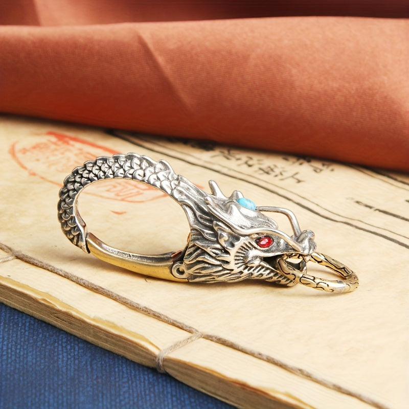 Dragon Keychain Brass White Copper Turquoise Accessory for Men Belt