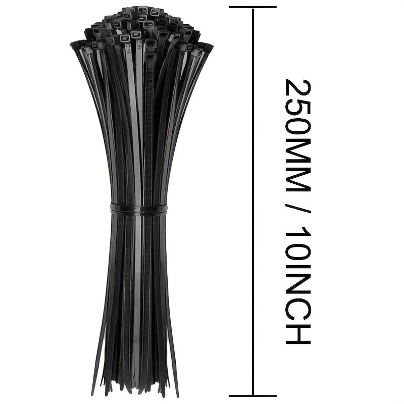 Heavy Duty Black Nylon Cable Ties 10-25cm 22.68kg Tensile Strength Indoor Outdoor