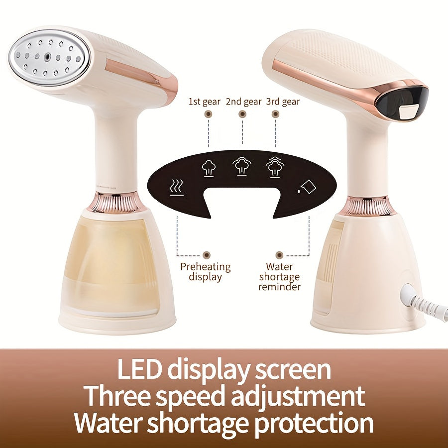 1500W Handheld Fabric Steamer with 3-Speed, LCD Display, Water Shortage Protection