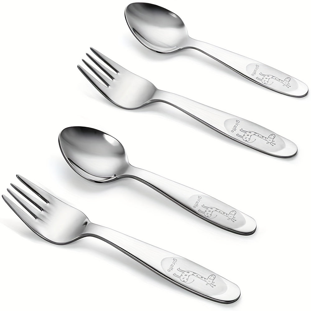 Set of 4 Stainless Steel Utensils Flatware Set with Mirror Finish Dishwasher Safe