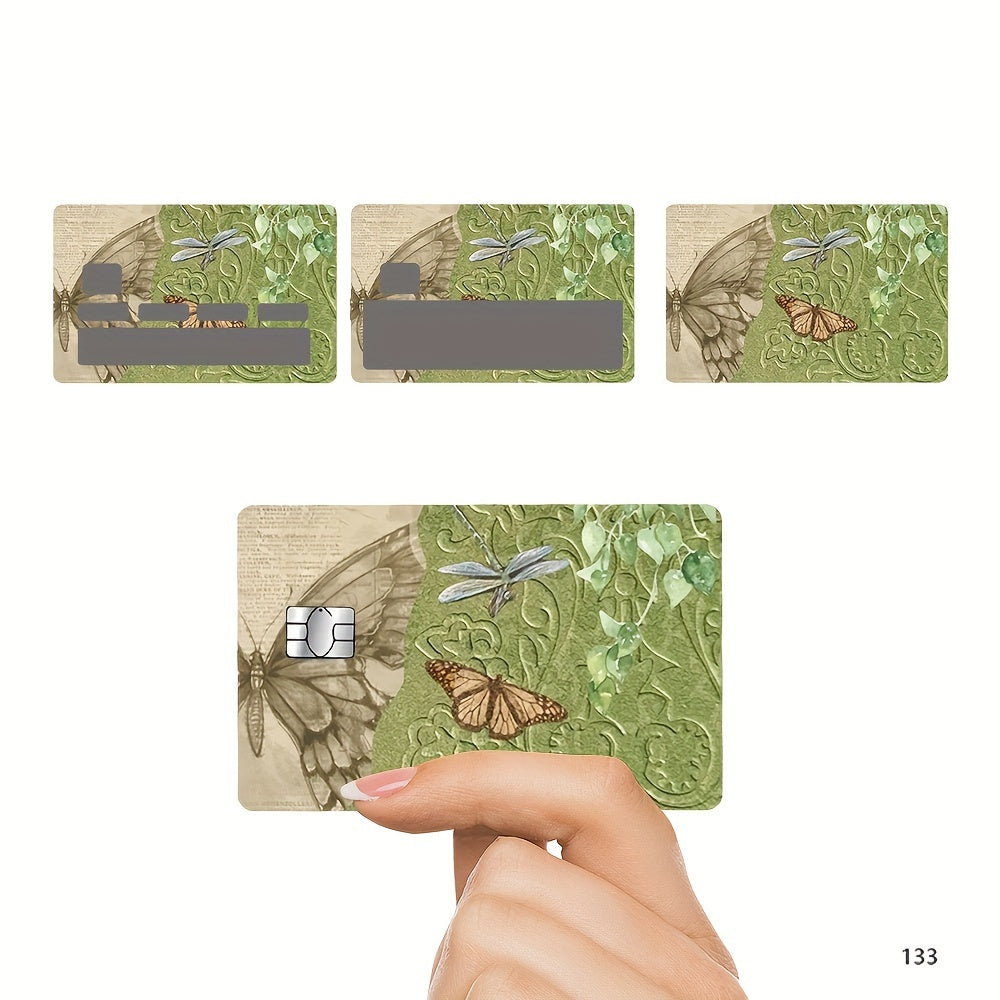 Set of 4 Waterproof PVC Butterfly Credit Card Protectors with Glamorous Designs