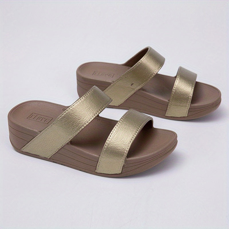 Women's Summer Slide Sandals Beige PVC Non-Slip Open Toe Casual