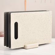 Set of 4 Plastic Kitchen Cutting Boards with Handles and Mat for Fruits