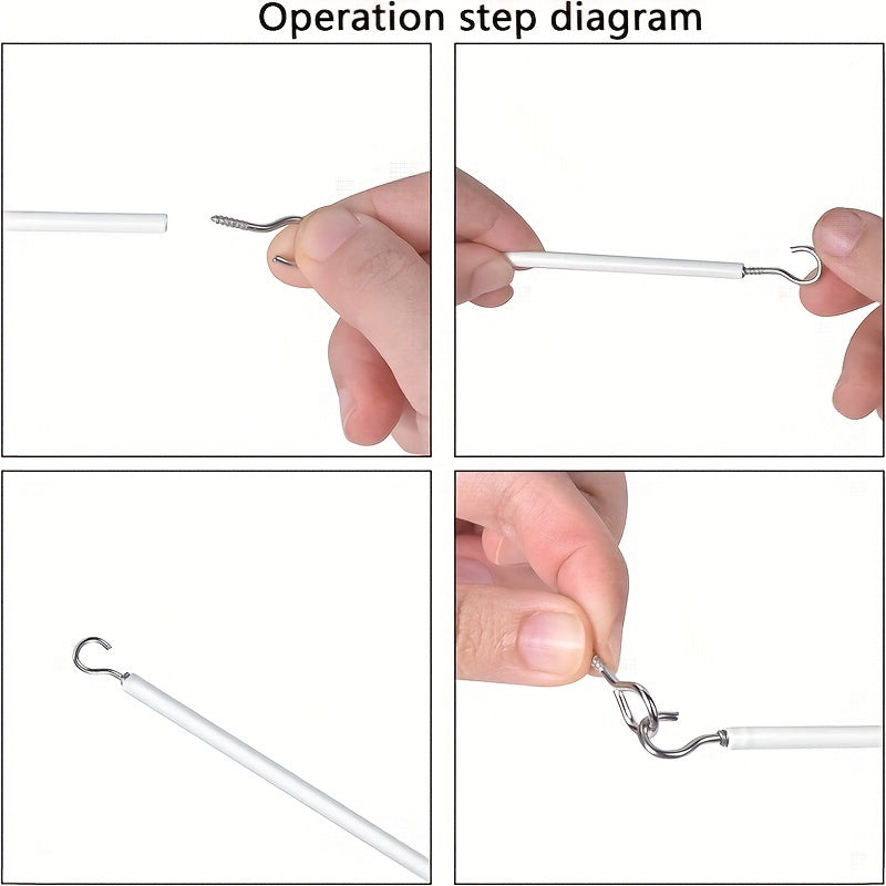 White Plastic Coated Steel Curtain Track Set 2m Expandable Rod with Hooks