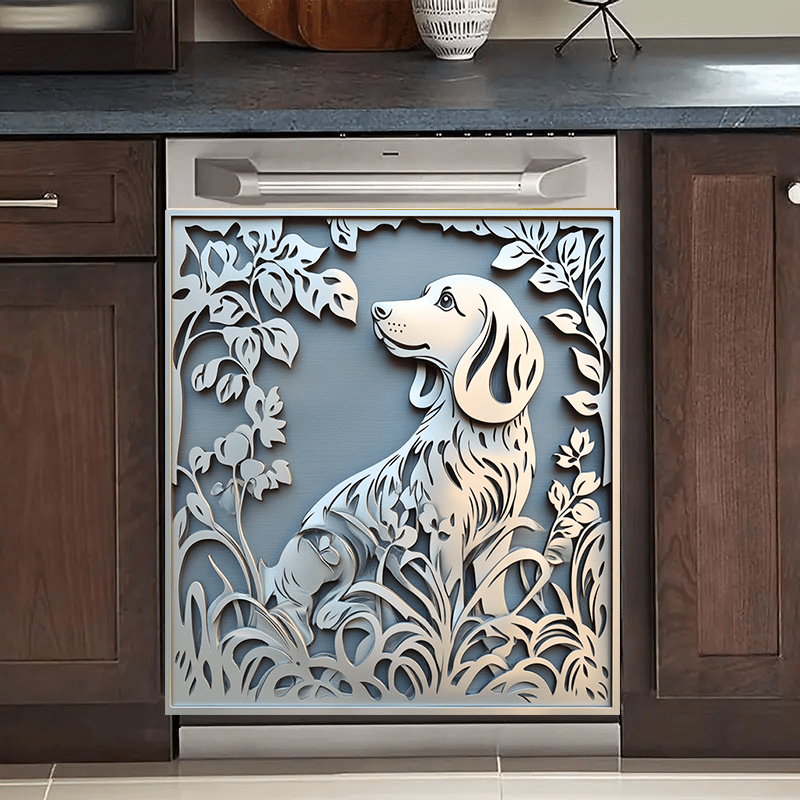 Magnetic Sticker with Floral Design Waterproof Peelable for Dishwasher Fridge Washer Dryer 58.5x65cm