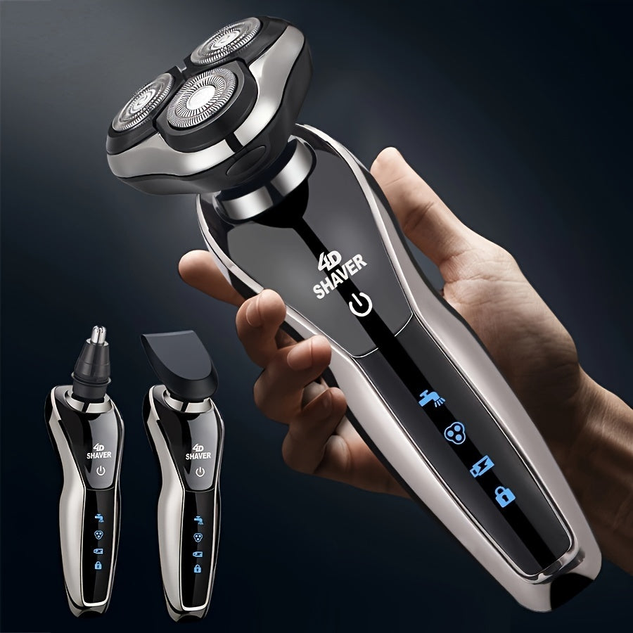 Men's 3-in-1 Electric Shaver with Nose Hair Trimmer USB Rechargeable 3D Floating Blade