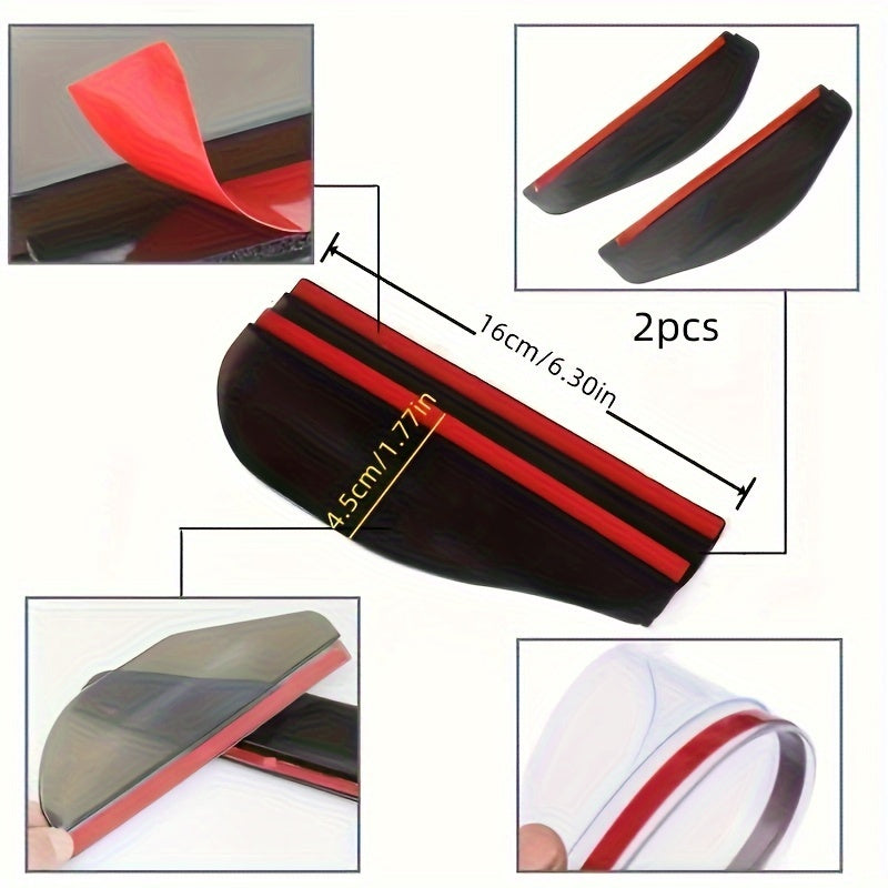2Pcs Car Rearview Mirror Rain Guards Durable PVC Rain Protection Easy to Install