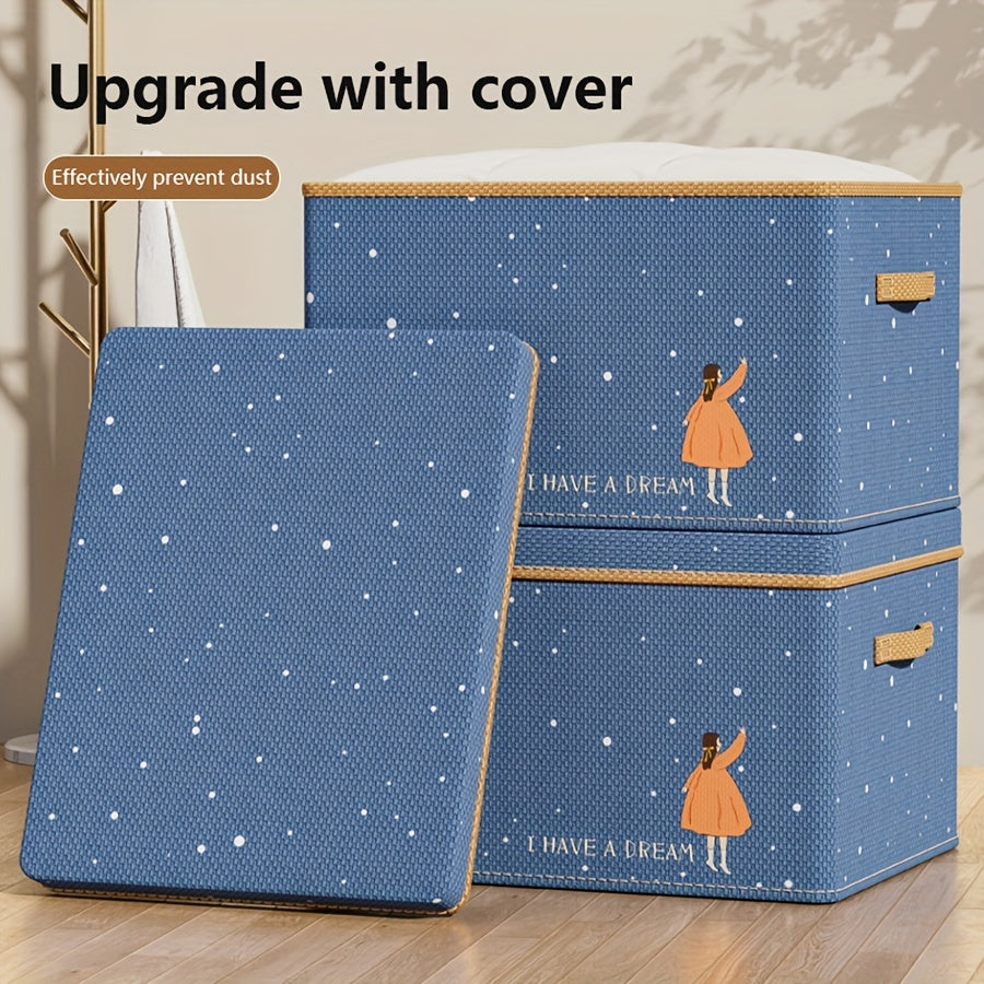 Foldable Fabric Storage Box with Lid for Clothes Toys and Home Organization