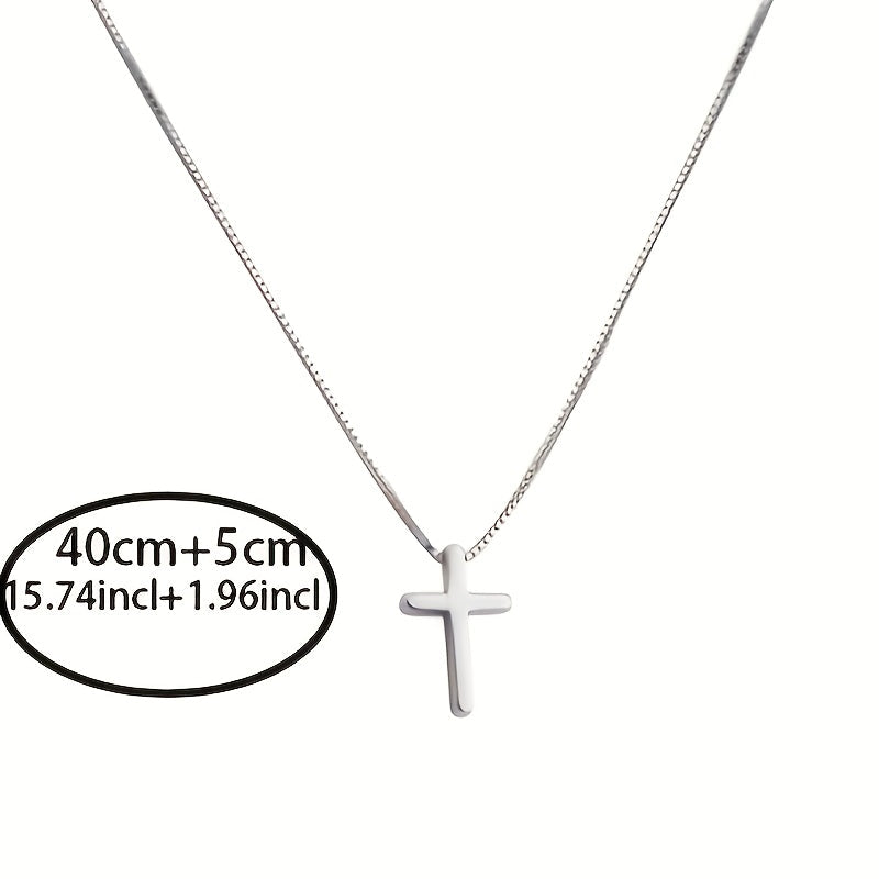 Collar con colgante de cruz de plata de ley, estilo bohemio, joyería unisex