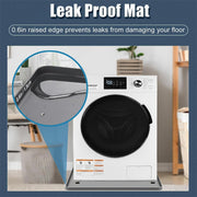 Silicone washer drip tray, 68.58x68.58 sm, yopishqoq bo'lmagan, suv o'tkazmaydigan pan, quritgich va kir yuvish mashinasiga mos, shovqinni kamaytiruvchi pol himoyachisi, oson tozalanadi, teshiksiz dizayn.