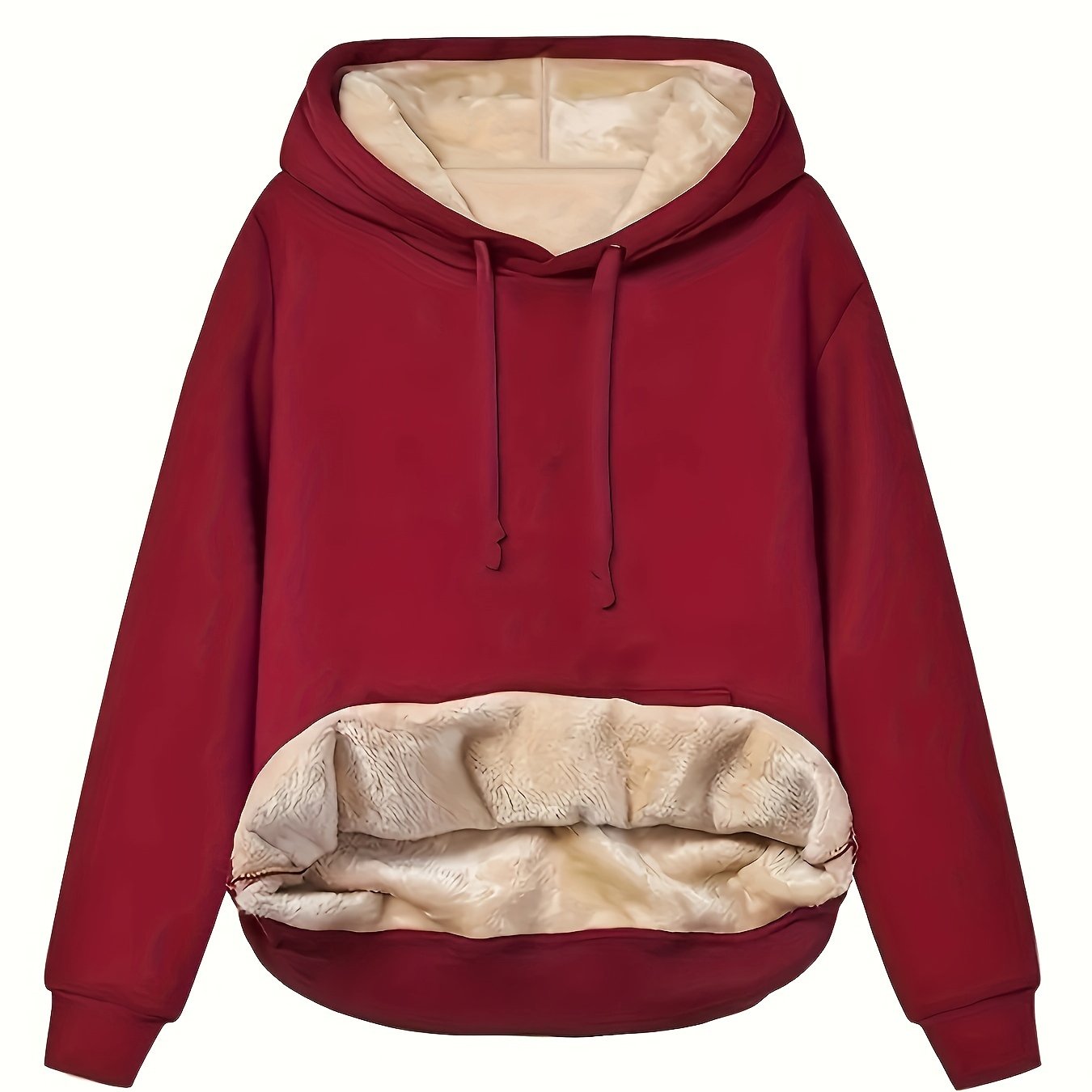 Women's Light Gray Fleece-Lined Hoodie with Kangaroo Pocket