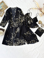 Juego de 5 camisones y conjuntos de pijama para mujer transpirables con estampado