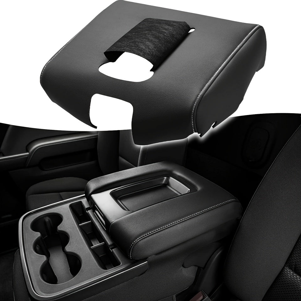 Car Interior Center Console Cover Replacement PU Leather Black for Pickup Truck