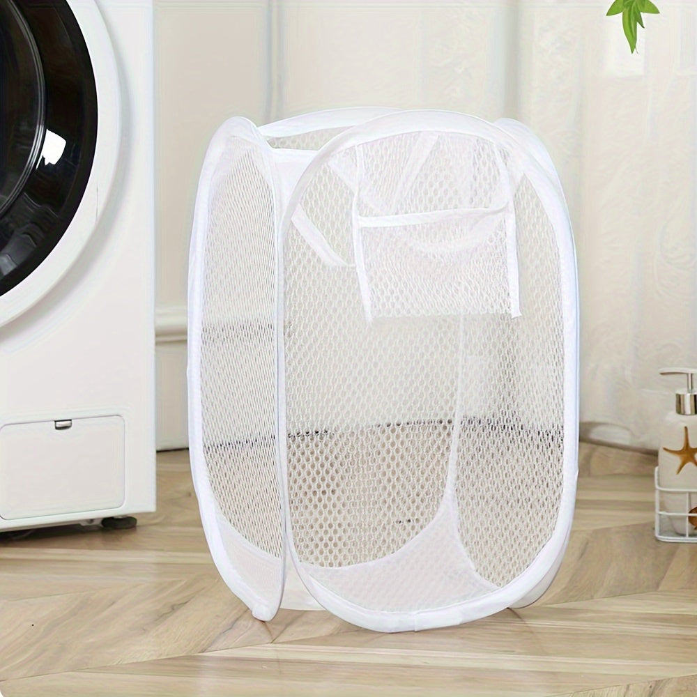 Foldable Mesh Laundry Basket with Handles, Breathable Clothes Hamper for Home and Travel