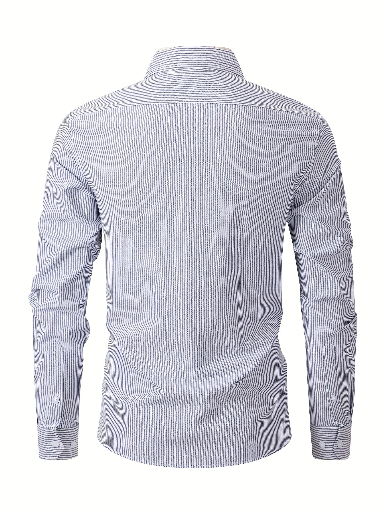 Men's Oxford Shirt Long Sleeve Vertical Stripe Wrinkle-Resistant Autumn Extended Sizes