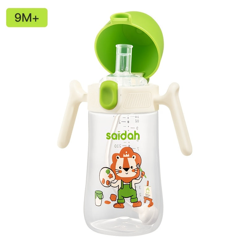 10oz Leak-Proof BPA-Free Silicone Feeding Bottle with Straw for Kids
