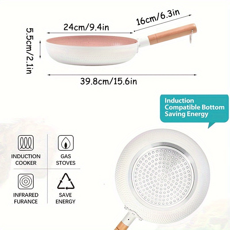 24cm Non-Stick Aluminum Skillet with Maifan Stone Coating for Cooking Fish Eggs Steak