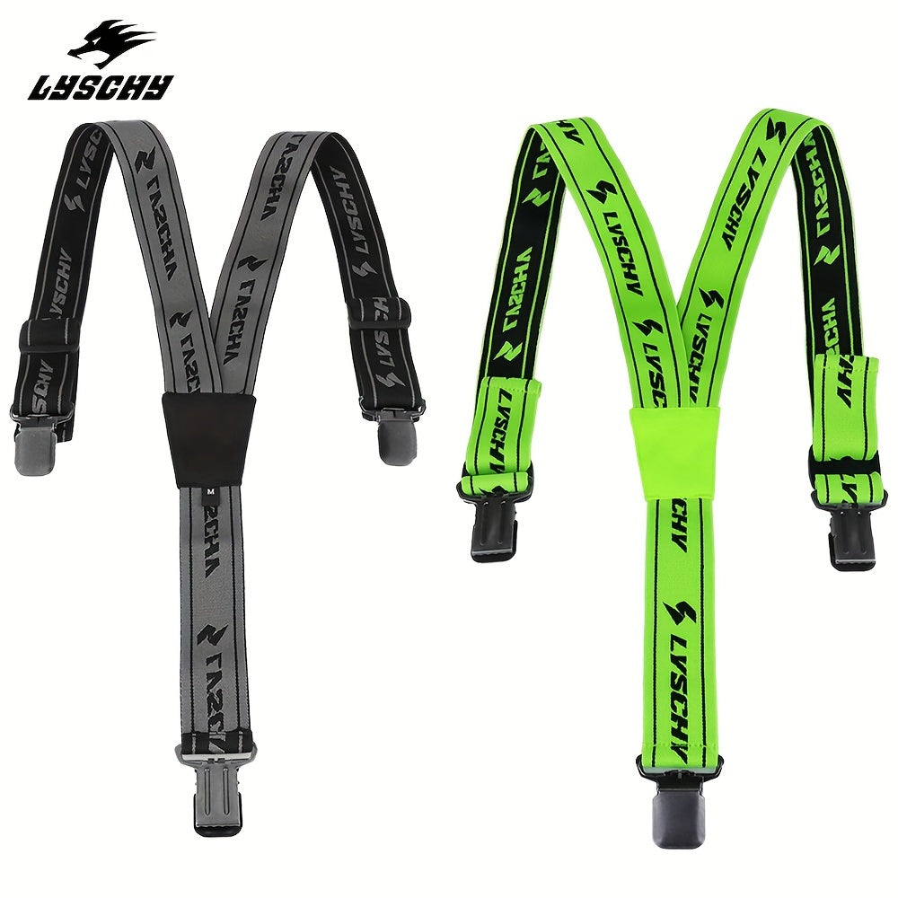 Uniseks og'ir yuk motosikl ishtirokchilari uchun suspender shimlar, sozlanadigan elastik Y-tipi orqa