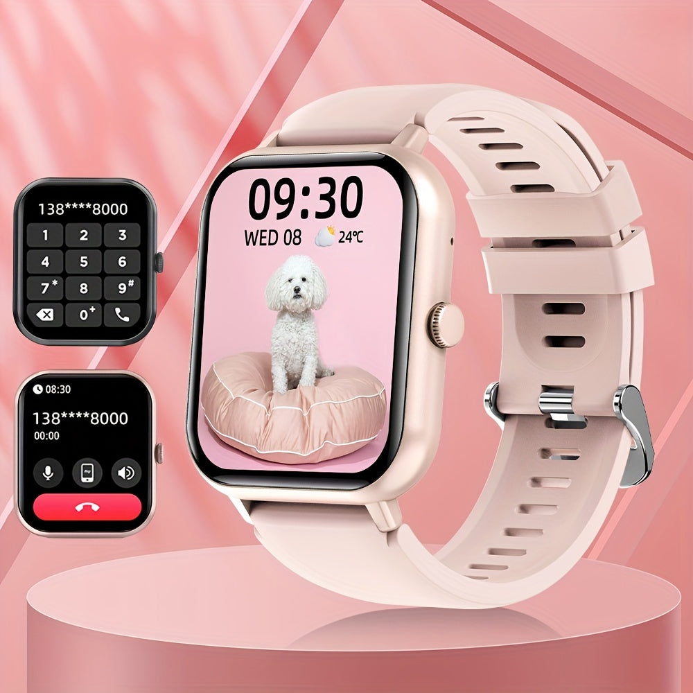 Часы LifeBee Smartwatch для мужчин и женщин - 4,65 см полный сенсорный экран, функция звонка, более 100 режимов упражнений, шагомер, отслеживание расстояния и калорий, USB зарядка, красный, фитнес и мультиспорт