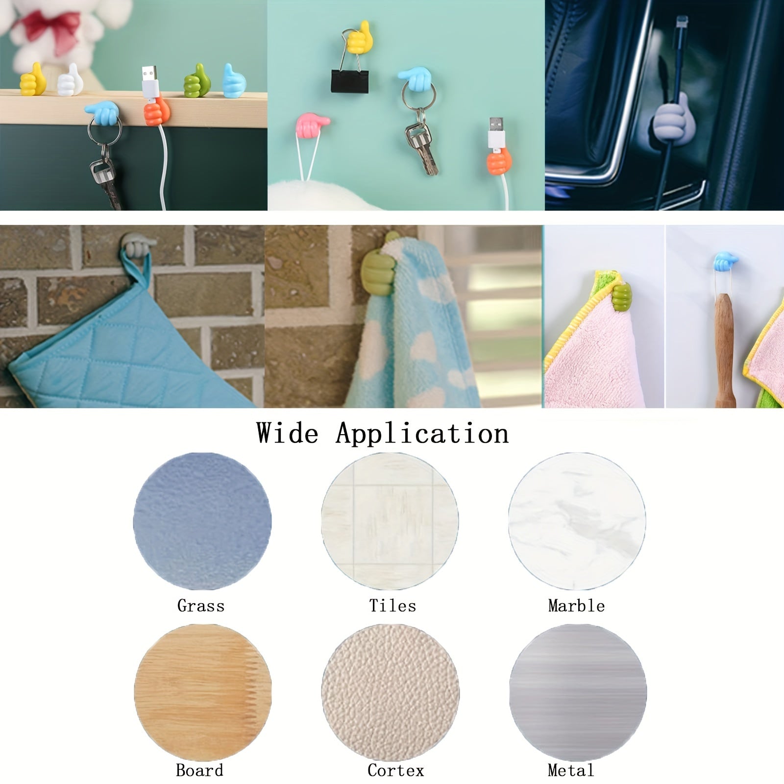 10 Hand-Shaped Rubber Cable Organizer Hooks Set in Random Colors