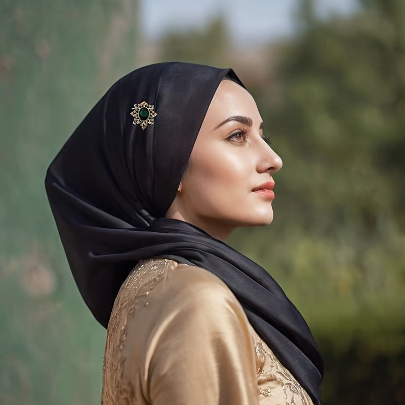 Vintage Alloy and Glass Headscarf Pin with Irregular Shape and Luxurious Style