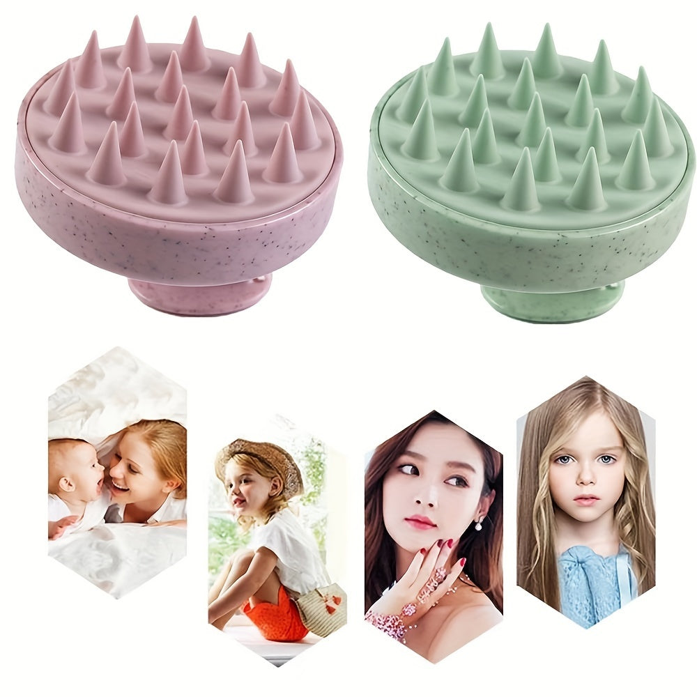 Unisex Wheat Straw Silicone Shampoo Brush Scalp Massager Hair Cleaner
