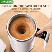 Self-Stirring Coffee Mug with Temperature Display USB Rechargeable Travel Tumbler for Hot Drinks