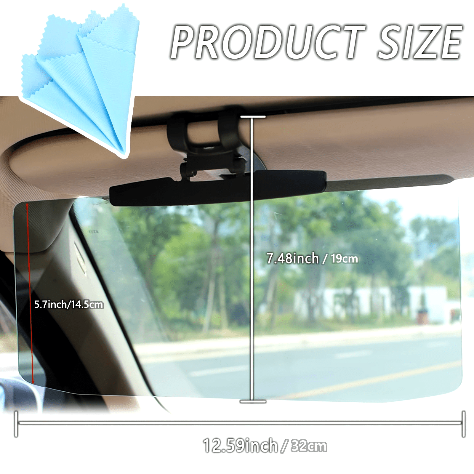 Car Sun Visor Adjustable Anti-Glare UV Blocker Durable ABS for Cars Trucks SUVs