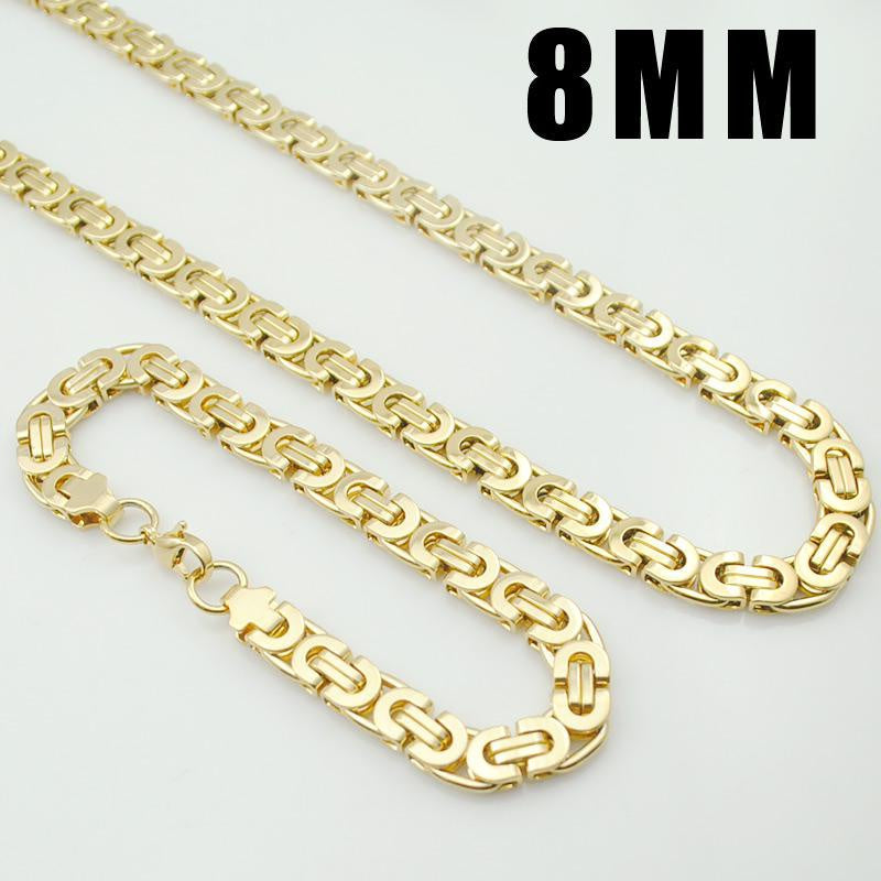 Модный египетский византийский плоский браслет и набор ожерелья, изготовленные из классической нержавеющей стали для мужчин.