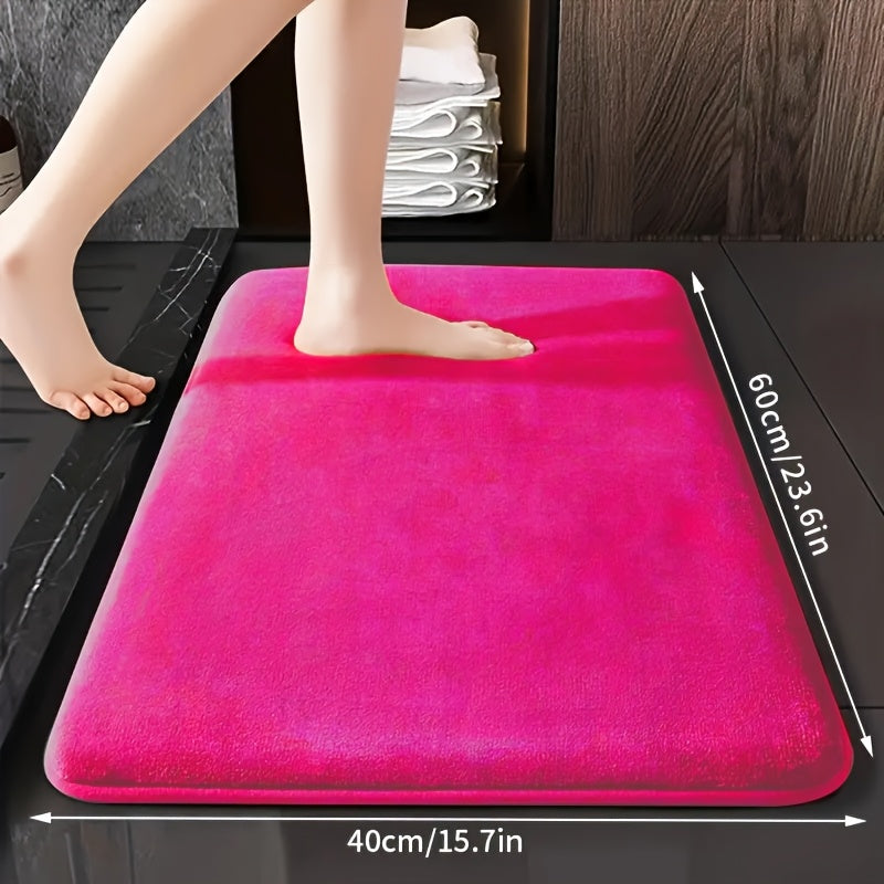 Coral Fleece Bath Mat Non-Slip Quick-Dry Absorbent Polyester Geometric Pattern