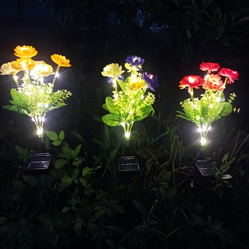 Stainless Steel Solar Garden Lights Snow Lotus Design Pathway Semi Flush Mount 600mAh