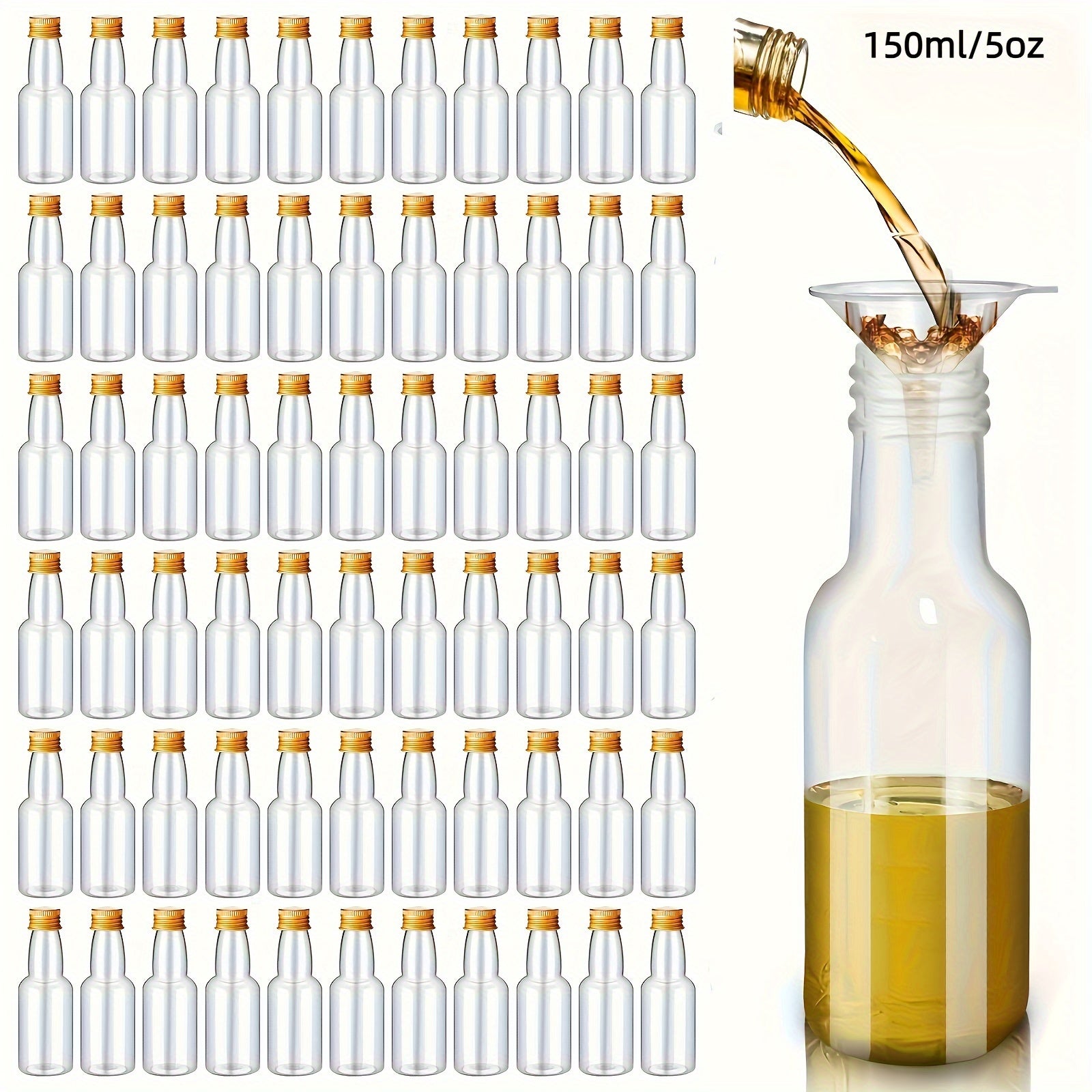 Набор мини-бутылок для алкоголя 50 штук, многоразовые пластиковые, 0,85 унций и 1,7 унций, для свадеб и вечеринок