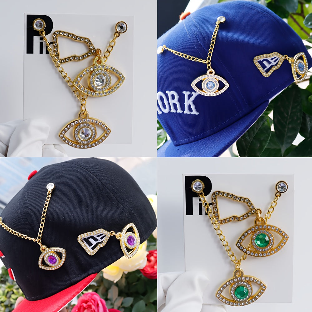 Sparkling Brooch Hat Pin and Chain Set for Women, New Year Gift
