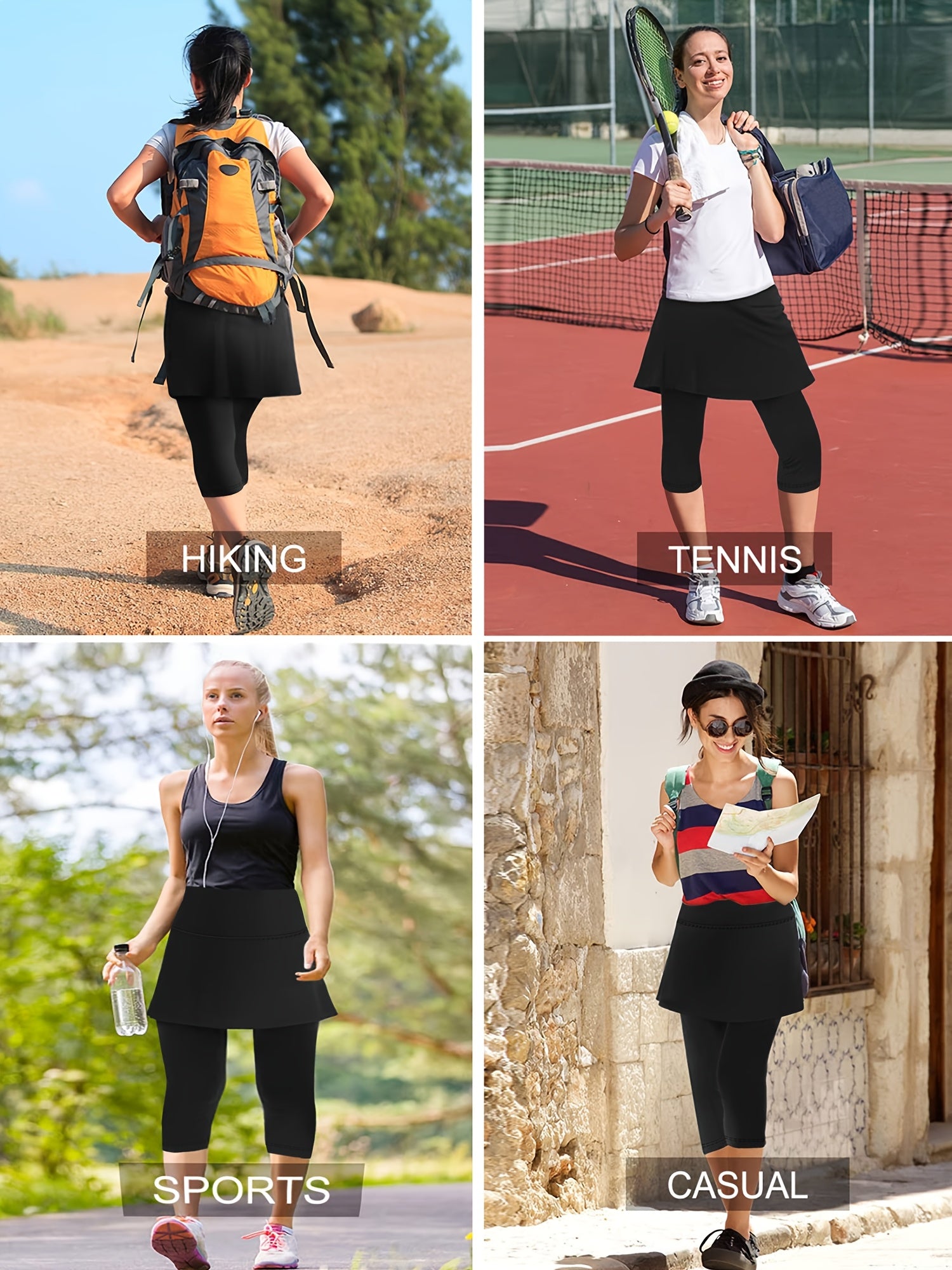 Falda pantalón capri de algodón de talle alto para mujer de tallas grandes con bolsillos