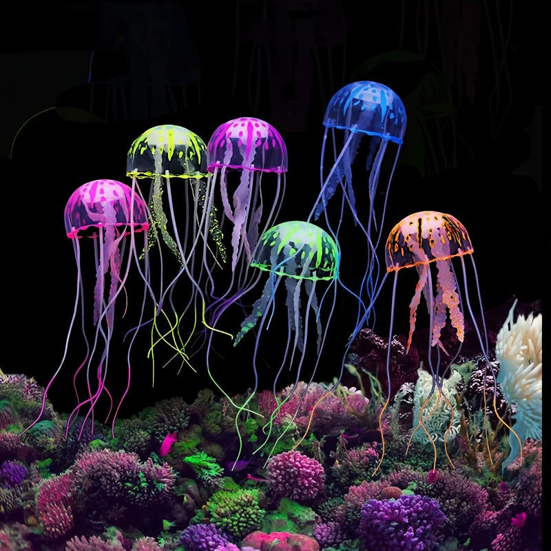 Silicone Jellyfish Aquarium Ornament for Fish Tank Decoration Glowing Artificial Decor