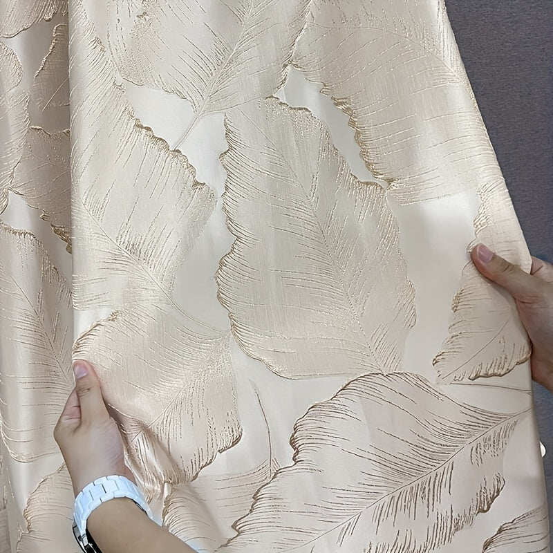 Embossed Bronzing Leaf Curtains with Semi Blackout Jacquard 3D Plant Pattern