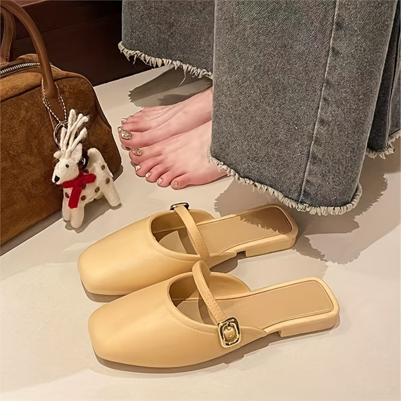 Women's Slip-On Sandals T-Strap Casual Shoes for Spring Summer
