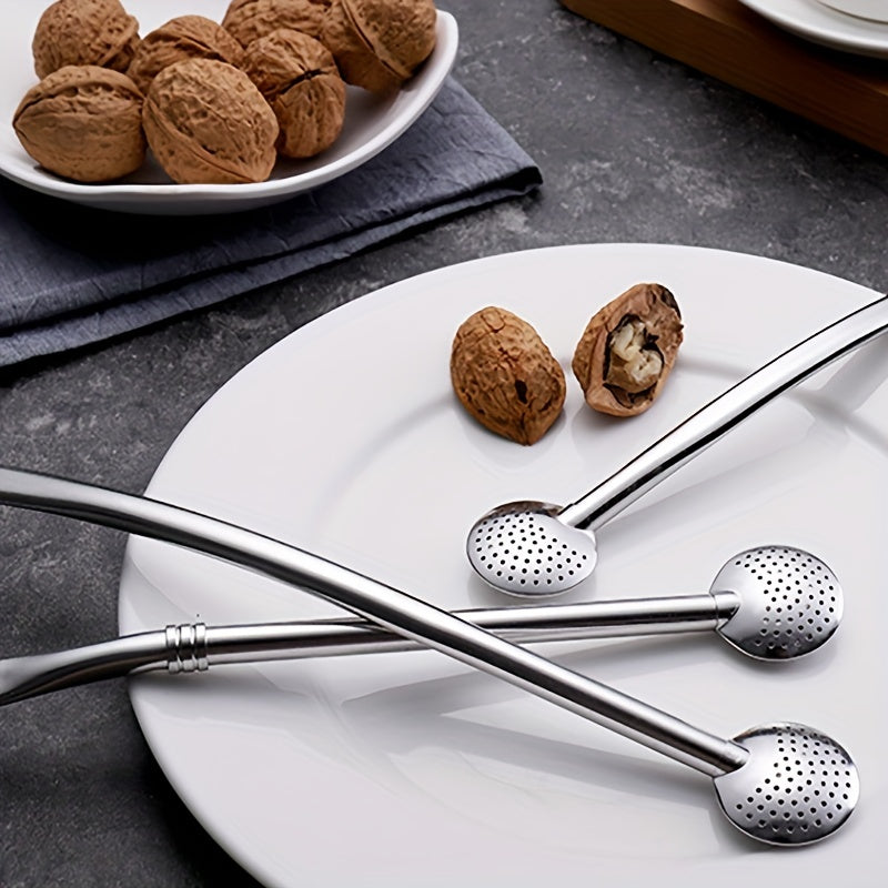 Соломинка из нержавеющей стали для мате - прочная и многоразовая металлическая фильтрующая трубочка для чая, кофе и коктейлей, фильтр для напитков в стиле бомбильи